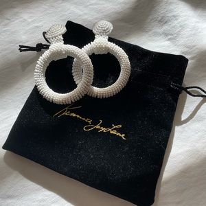 Kenneth Jay Lane - white beaded earrings